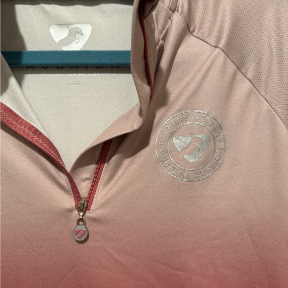 Aubrion Pink and Blue Ombre Short Sleeve Horseback riding top, size large - Picture 2 of 5